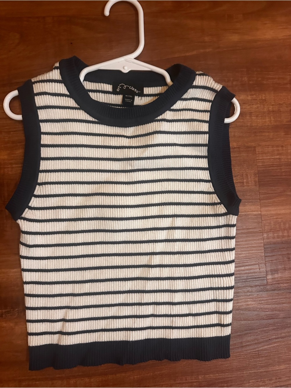 Target Cream and Black Striped Ribbed Tank, Art Class 7/8